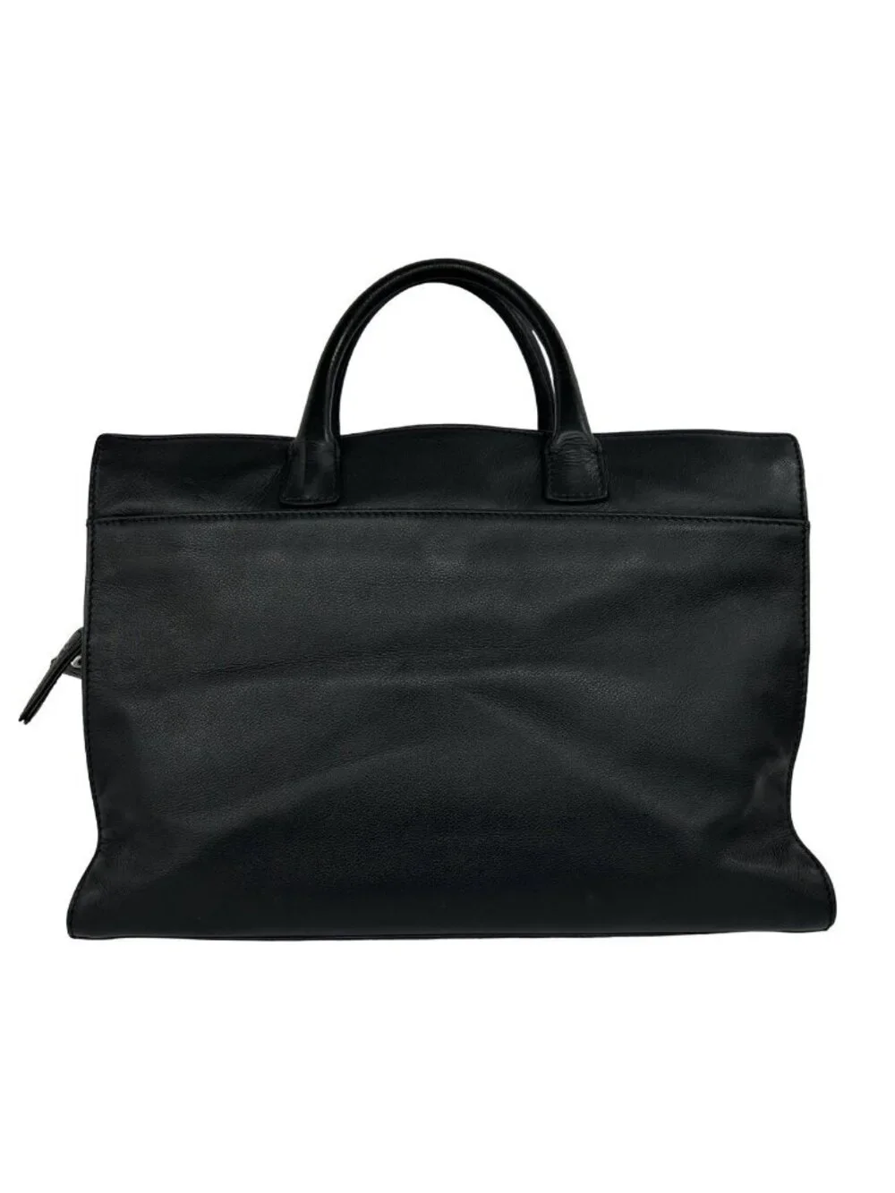 Chanel CC Logo Leather Handbag Business Tote Black